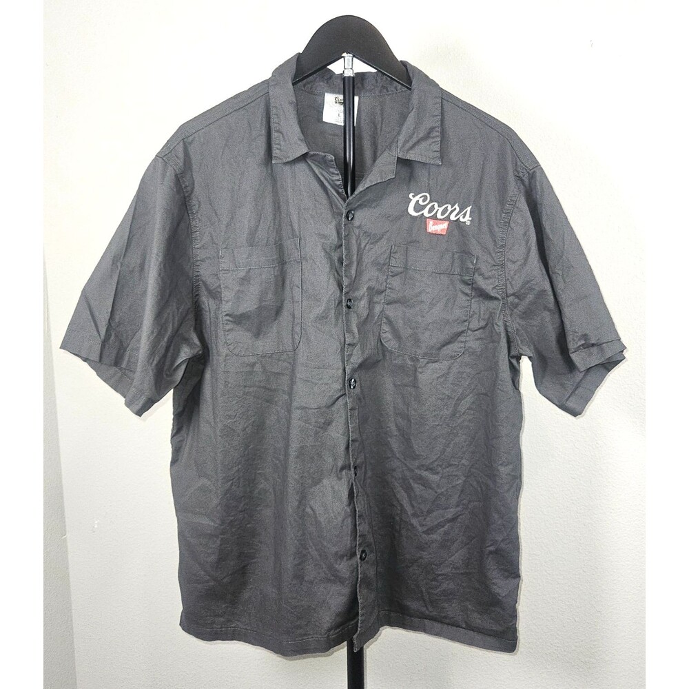 Coors Banquet Rodeo Shirt Mens Large Gray Button Up Western Beer Logo L